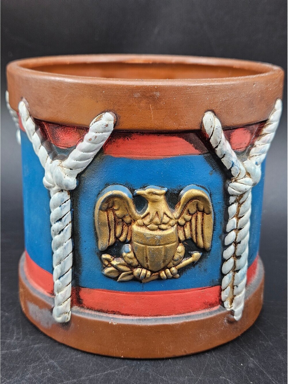 Vtg Inarco Japan Americana Military Drum Planter Pencil Cup E-5706 Bicentennial